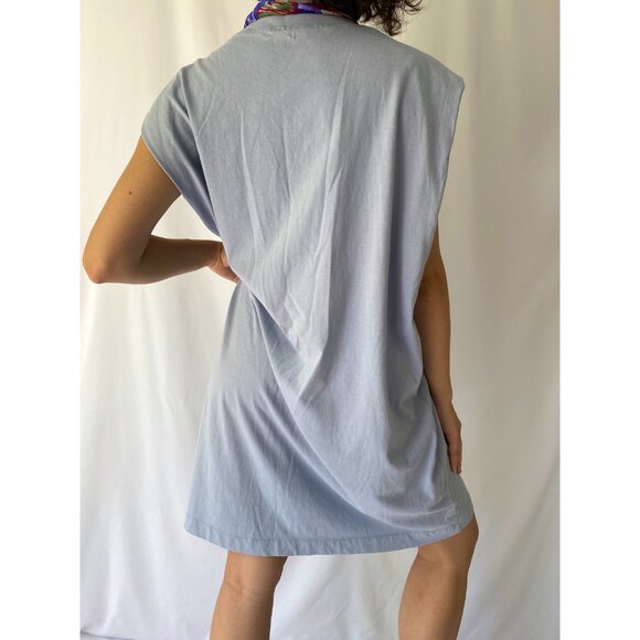 vintage reworked floral silk scarf tie loose comfy cotton sleeveless midi dress - Picture 7 of 9